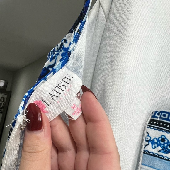 L’Atiste Blue & White Floral Mini Dress Size M - Picture 4 of 4